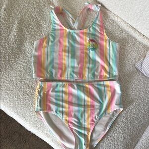 Hurley Pink and Yellow Bikini Set Swimwear